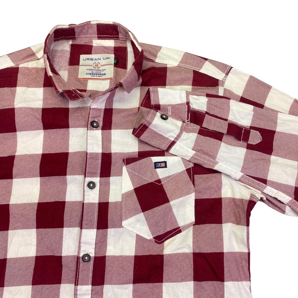 Urban‎ Up Men's Long Sleeve Buffalo Check Plaid Button Up Shirt Size XL